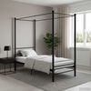 vidaXL Canopy Bed Frame without Mattress Black Metal 90x200 cm