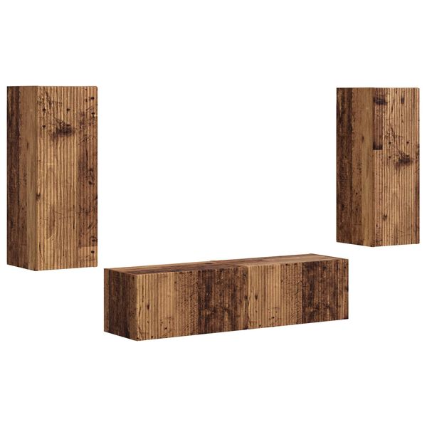 vidaXL TV Cabinet Set Wall-mounted 2 pcs Old Wood Engineered Wood