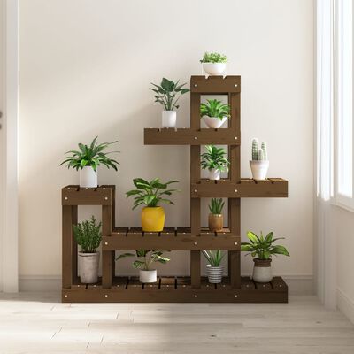 vidaXL Plant Stand Honey Brown 92x25x97 cm Solid Wood Pine