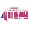 vidaXL Kids' Loft Bed with Curtains without Mattress Pink 90x190 cm Single