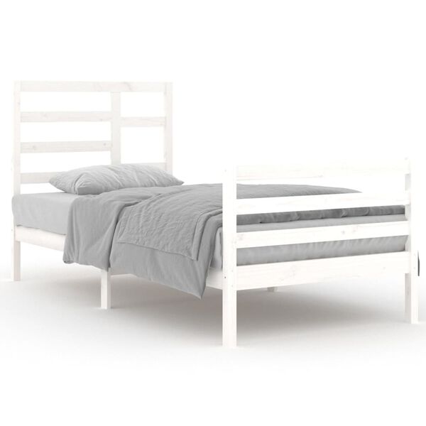vidaXL Bed Frame without Mattress White Solid Wood 90x200 cm