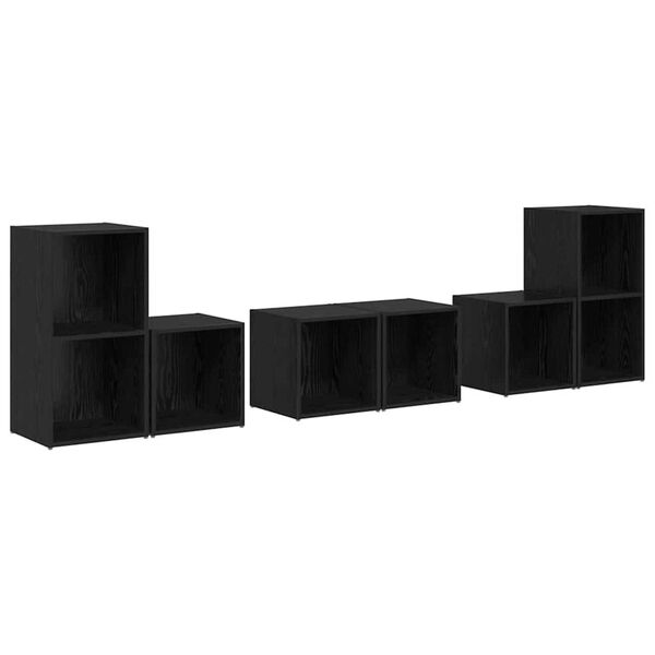 vidaXL TV Cabinet Set Wall-mounted 6 pcs Black Oak Engineered Wood