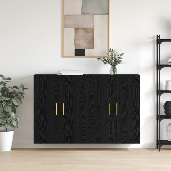 vidaXL Wall-Mounted Cabinet 2 pcs Black Oak 69.5 x 34 x 90 cm