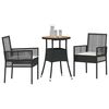 vidaXL Garden Dining Set 3 pcs Black Poly Rattan