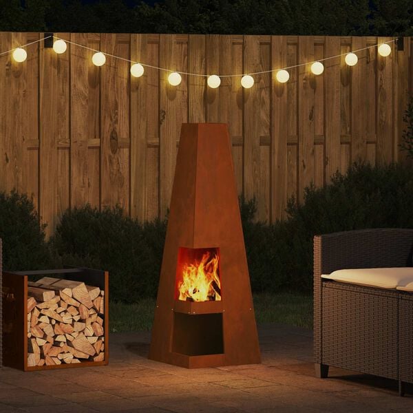 vidaXL Fire Pit Brown 35 x 35 x 100 cm Weather Steel