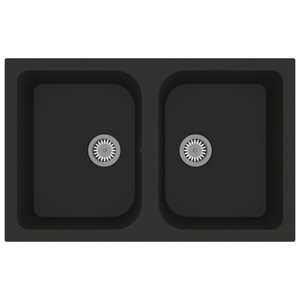 vidaXL Kitchen Sink Black 76 x 48 x 30 cm Granite