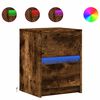 vidaXL Bedside Cabinet with LED Lights Smoked Oak Engineered Wood