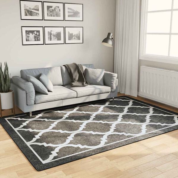vidaXL Rug Washable Black and White 160x230 cm Anti Slip