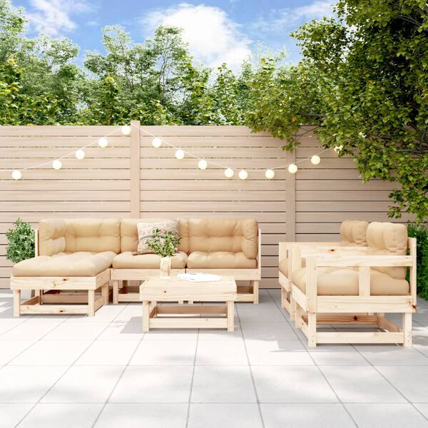 vidaXL 7 Piece Garden Lounge Set Solid Wood Pine