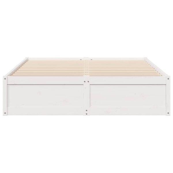 vidaXL Bed Frame without Mattress White 150x200 cm King Size Solid Wood Pine