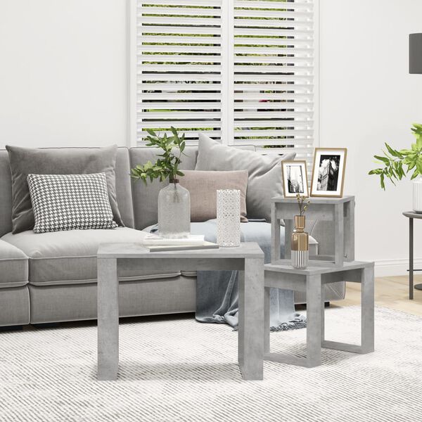 vidaXL Nesting Tables 3 pcs Concrete Grey Engineered Wood