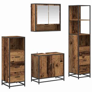 vidaXL Bathroom Furniture Set 4 pcs Old Wood Engineered Wood