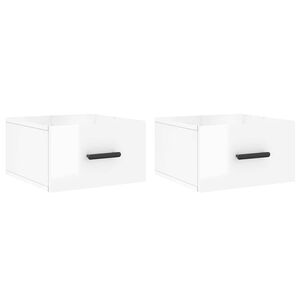 vidaXL Wall-mounted Bedside Cabinets 2 pcs High Gloss White 35x35x20cm