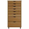vidaXL Rolling Cabinet with Drawers MOSS Honey Brown Solid Wood Pine