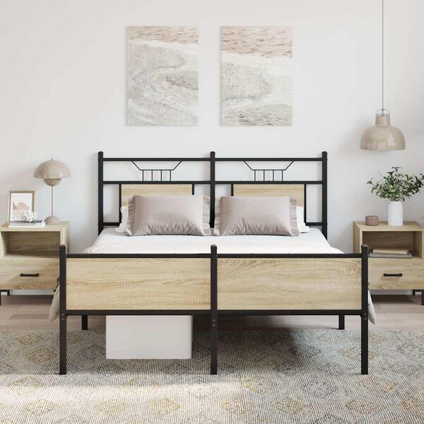 vidaXL Bed Frame without Mattress Sonoma Oak 140x190 cm Engineered Wood