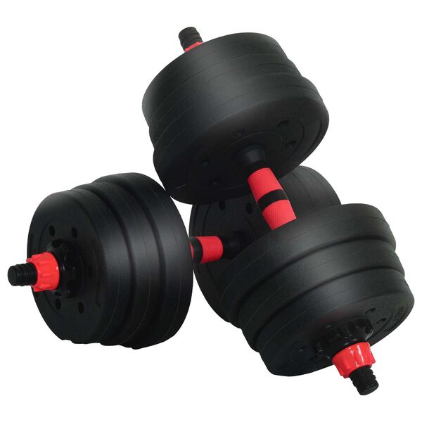 vidaXL 2-in-1 Dumbbell Set Black and Red 121 x 19.5 x 19.5 cm