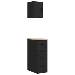 vidaXL Garage Cabinets 2 pcs Black Engineered Wood