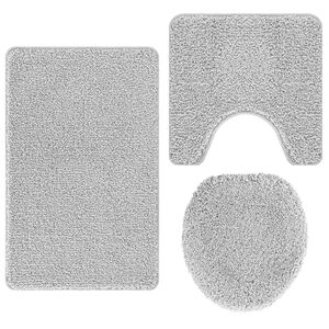 vidaXL Anti-slip Bath Mat Set 3 pcs Grey PP