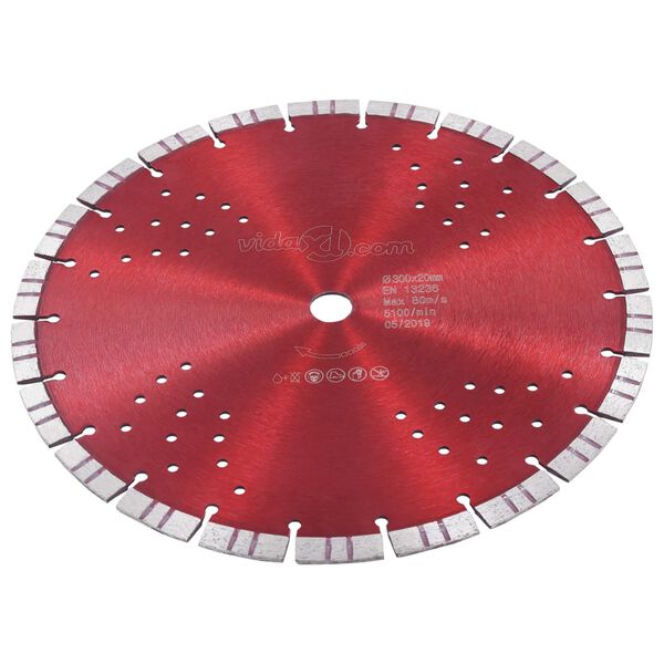vidaXL Diamond Cutting Disc with Turbo and Holes Steel 300 mm