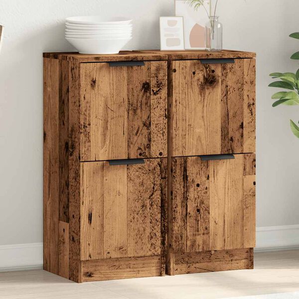 vidaXL Sideboards 2 pcs Old Wood 30x30x70 cm Engineered Wood