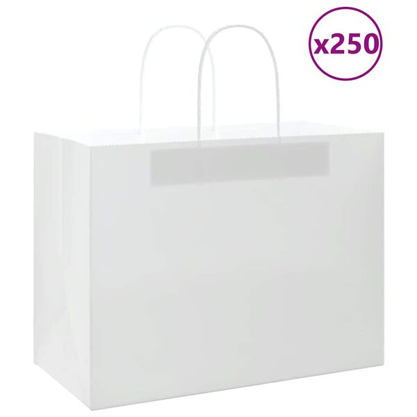 vidaXL Paper Bags 250 pcs with Handles White 32x17x25 cm