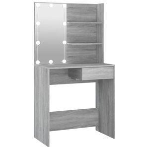 vidaXL Dressing Table with LED Grey Sonoma 74.5x40x141 cm