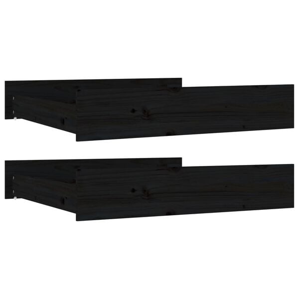 vidaXL Bed Drawers 2 pcs Black Solid Wood Pine