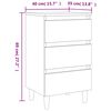 vidaXL Bed Cabinet with Solid Wood Legs Brown Oak 40x35x69 cm