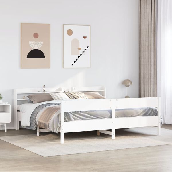 vidaXL Bed Frame without Mattress White 180x200 cm Super King Solid Wood Pine