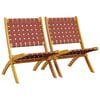 vidaXL Folding Chairs 2 pcs Red Solid Wood Acacia and Fabric