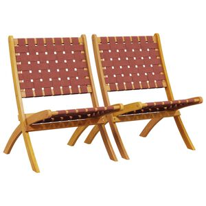 vidaXL Folding Chairs 2 pcs Red Solid Wood Acacia and Fabric