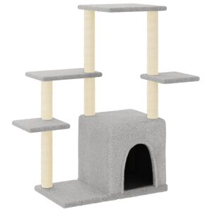 vidaXL Cat Tree with Sisal Scratching Posts Light Grey 97.5 cm