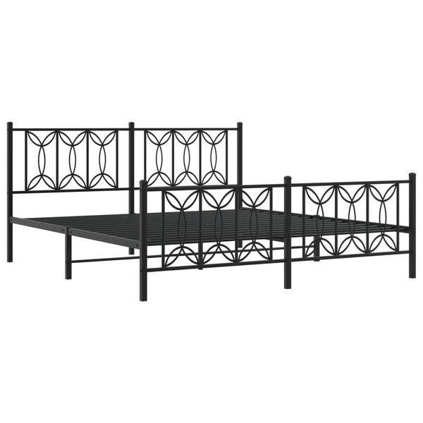 vidaXL Metal Bed Frame without Mattress with Footboard Black 180x200cm