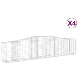 vidaXL Arched Gabion Baskets 4 pcs 400x50x80/100 cm Galvanised Iron