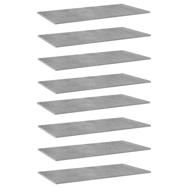 vidaXL Bookshelf Boards 8 pcs Concrete Grey 80x30x1.5 cm Engineered Wood