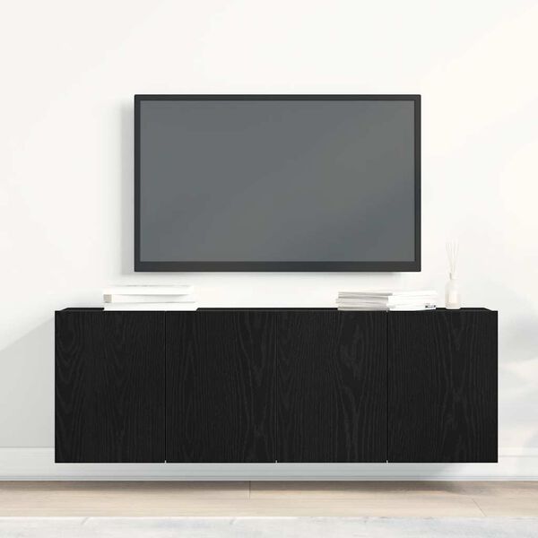 vidaXL TV Cabinets 2 pcs Black Oak 120x30x41 cm Engineered Wood