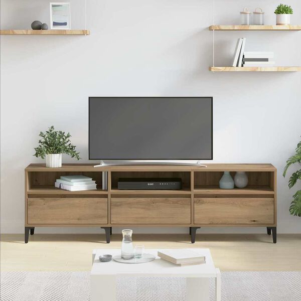 vidaXL TV Cabinet with Drawer Artisan Oak 150 x 30 x 45 cm