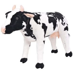 vidaXL Standing Plush Toy Cow Black and White XXL