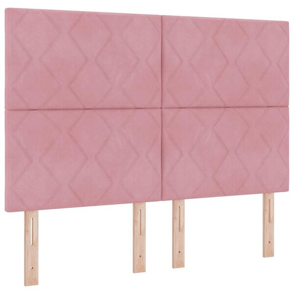vidaXL Headboard Height Adjustable with Headboard Pink 160 cm Velvet