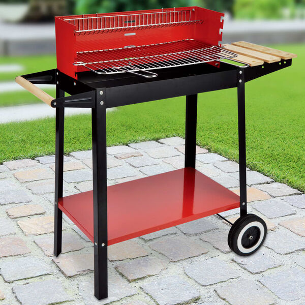 HI Charcoal Barbecue Grill Wagon 88x44x83 cm Red