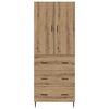vidaXL Highboard 2 pcs Artisan Oak Engineered Wood and Glass