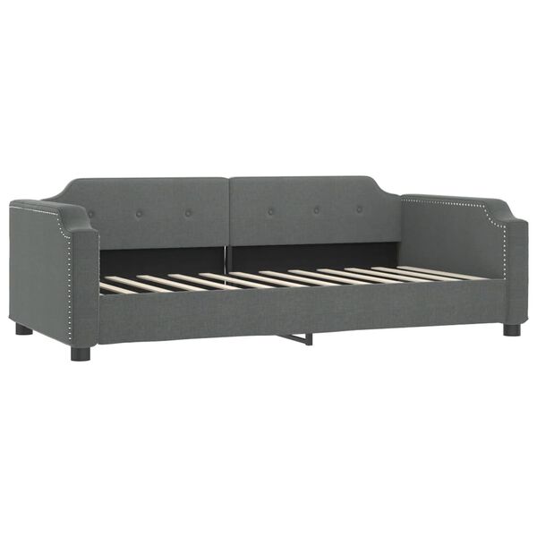 vidaXL Daybed with Trundle and Drawers Dark Grey 90x190 cm Fabric