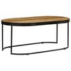 vidaXL Coffee Table Oval Solid Rough Mango Wood and Steel 100 cm
