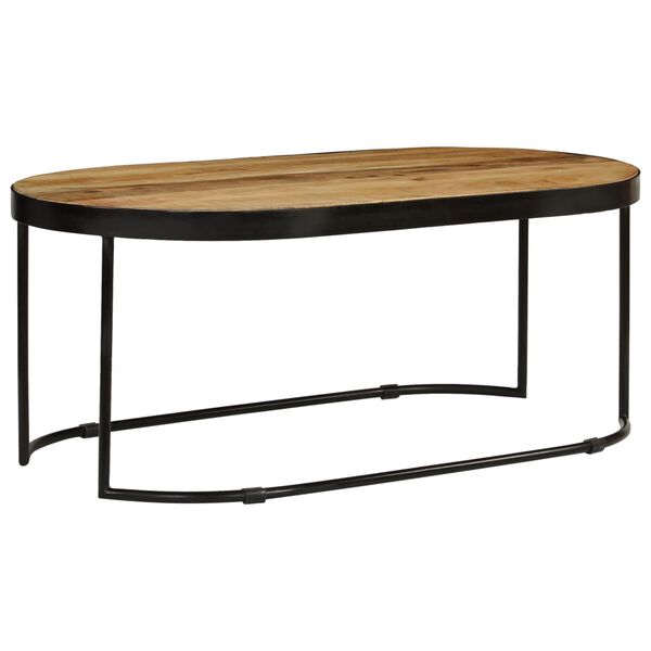 vidaXL Coffee Table Oval Solid Rough Mango Wood and Steel 100 cm