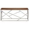 vidaXL Coffee Table Silver Stainless Steel and Solid Sleeper Wood