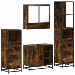 vidaXL 4&nbsp;Piece Bathroom Furniture Set&nbsp;Smoked Oak Engineered Wood