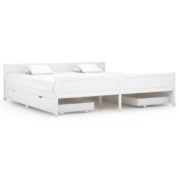 vidaXL Bed Frame without Mattress White Solid Wood Pine 200x200 cm