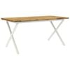 vidaXL Live Edge Dining Table 160 x 90 x 75 cm Solid Acacia Wood White