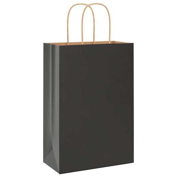 vidaXL Paper Bags 250 pcs with Handles Black 21x11x31 cm