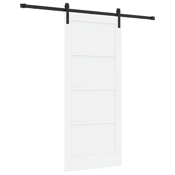 vidaXL Sliding Door White and Black 86 x 198.5 cm Solid Pine Wood